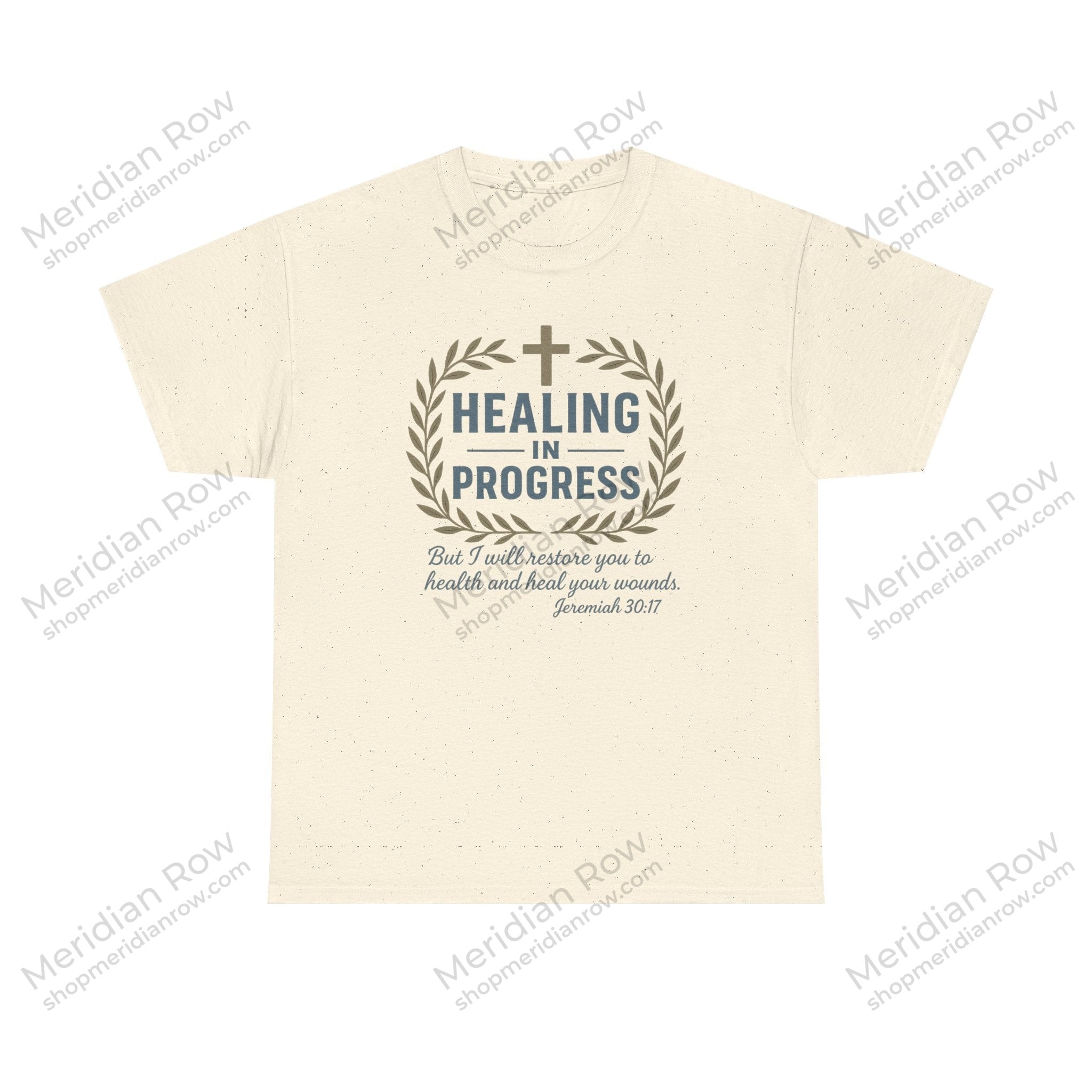 Healing In Progress Men's Christian T-Shirt | Jeremiah 30:17 Bible Verse Tee | Faith-Based Graphic Shirt | Inspirational Christian Gift | Back Neck Cross Detail