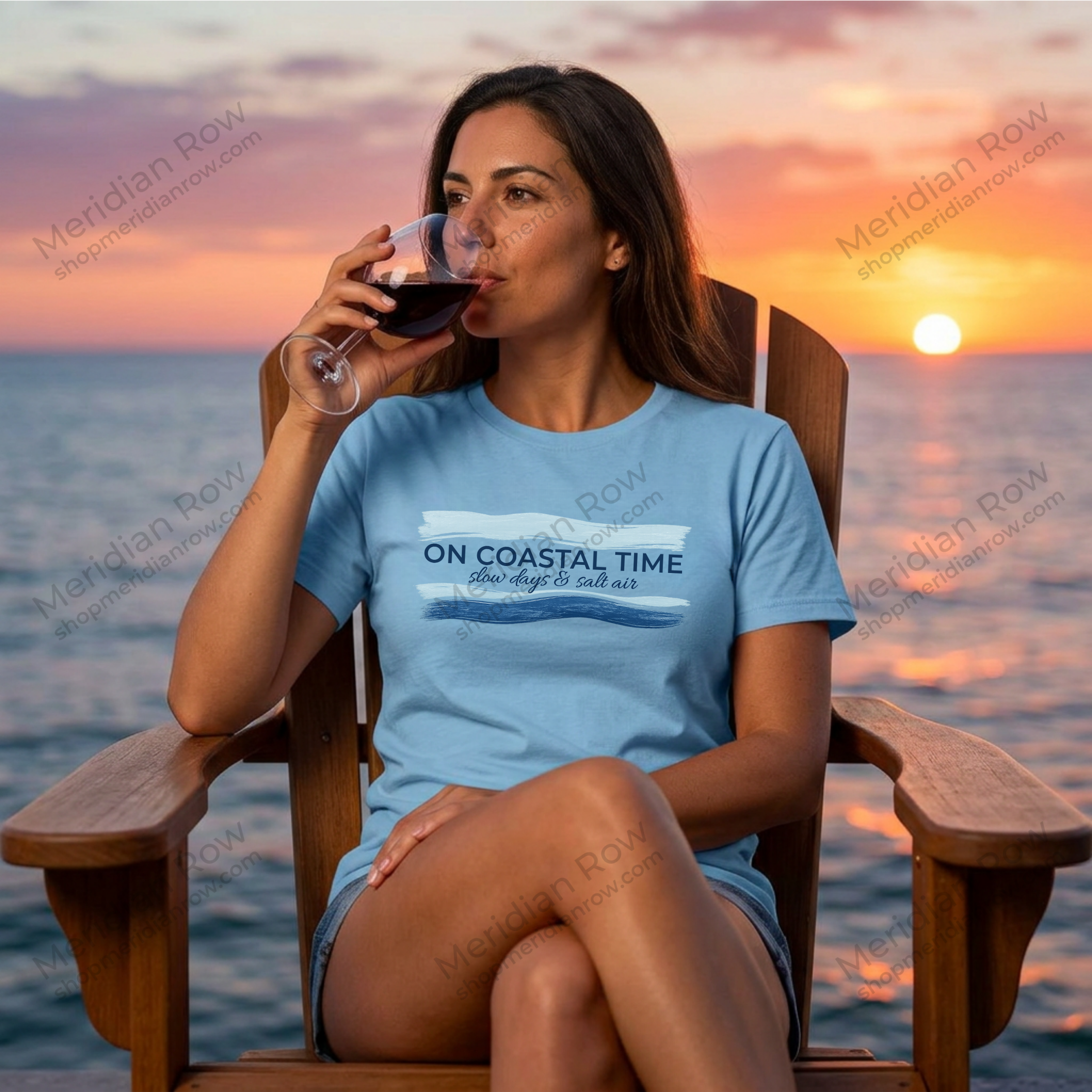 On Coastal Time Bella + Canvas 3001 T-Shirt | Slow Days & Salt Air Beach Tee | Relaxed Coastal Summer Shirt