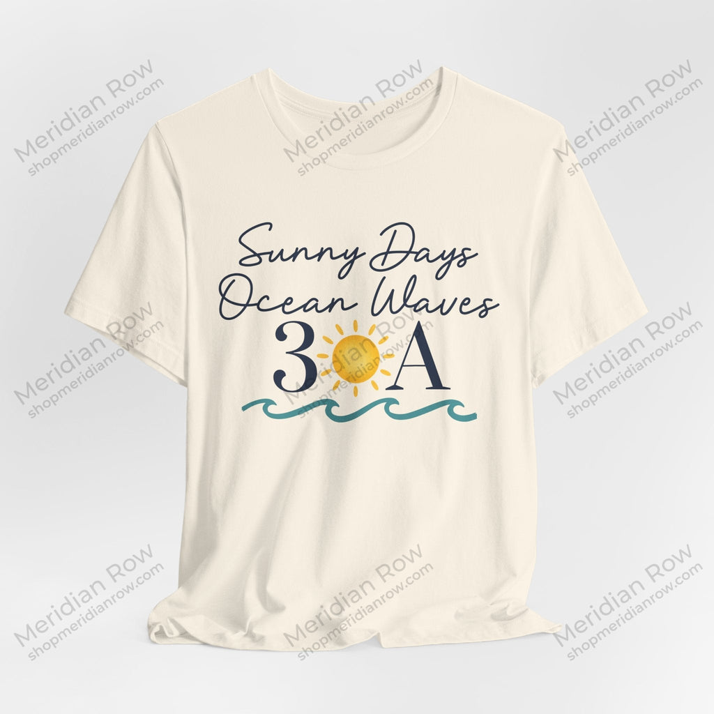 Sunny Days Ocean Waves 30A Bella + Canvas 3001 Shirt | Coastal Beach Graphic Tee | Florida Vacation T-Shirt