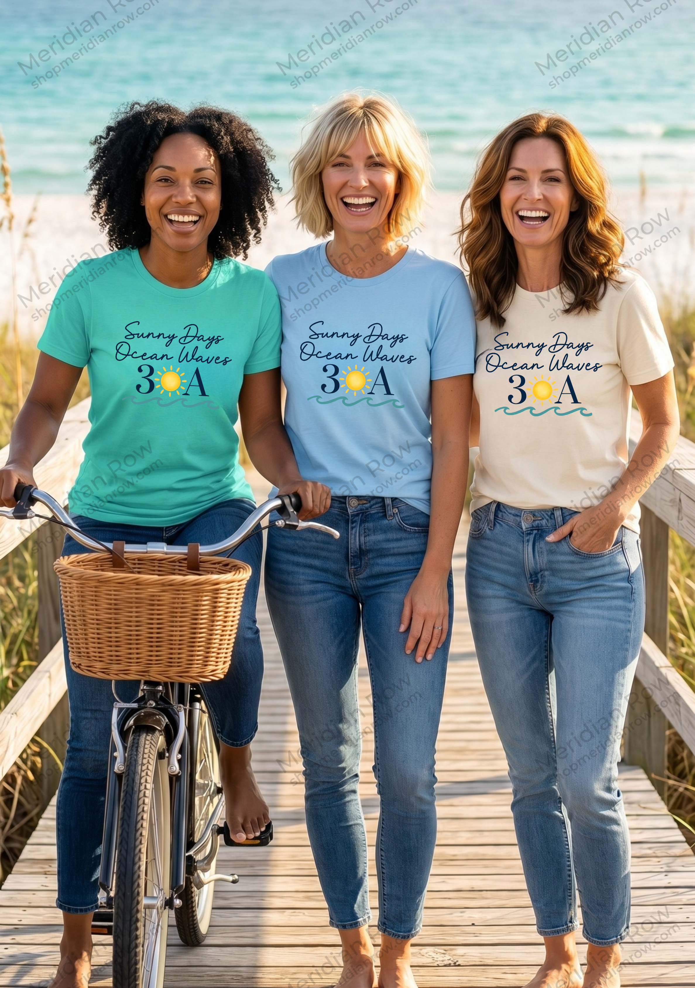 Sunny Days Ocean Waves 30A Bella + Canvas 3001 Shirt | Coastal Beach Graphic Tee | Florida Vacation T-Shirt