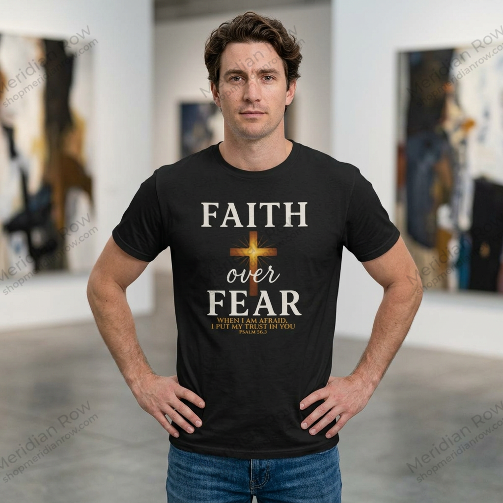Faith Over Fear T-Shirt | Christian Apparel with Psalm 56:3 Bible Verse | Inspirational Religious Graphic Tee Gift