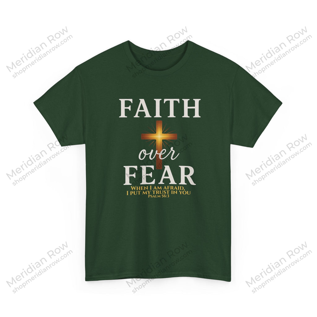Faith Over Fear T-Shirt | Christian Apparel with Psalm 56:3 Bible Verse | Inspirational Religious Graphic Tee Gift