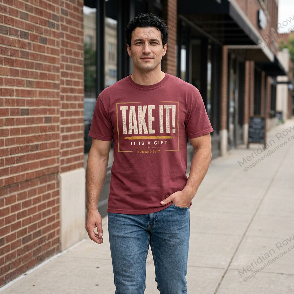 Take It! It Is a Gift Shirt | Romans 5:17 Christian T-Shirt | Comfort Colors 1717 Faith Tee | Righteousness Through Christ