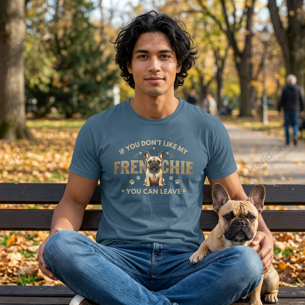 If You Don't Like My Frenchie You Can Leave Shirt | Funny French Bulldog T-Shirt | Gildan 5000 Dog Lover Tee