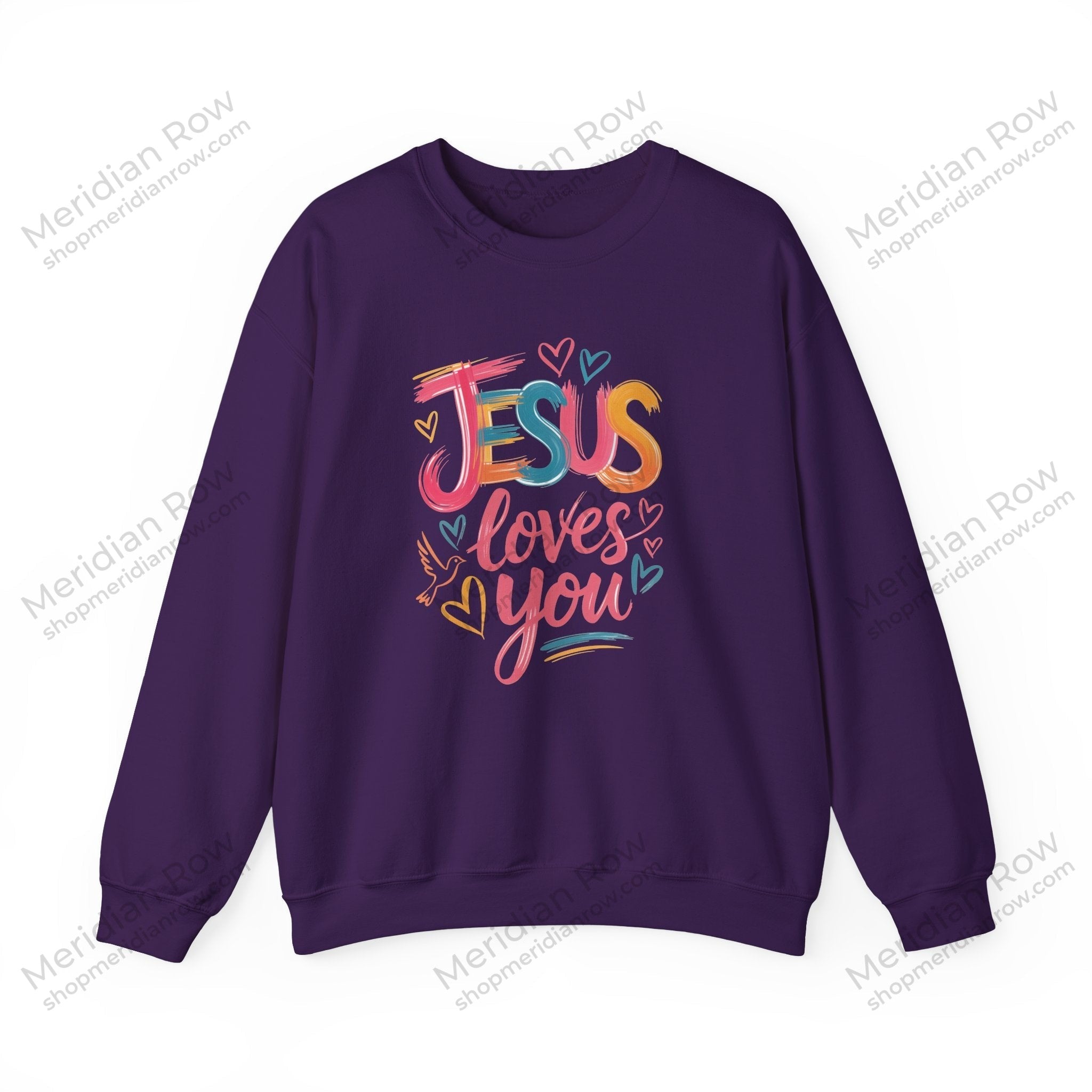 Jesus Loves You Sweatshirt | Colorful Christian Crewneck | Gildan 18000 Faith Sweatshirt | Inspirational Christian Apparel