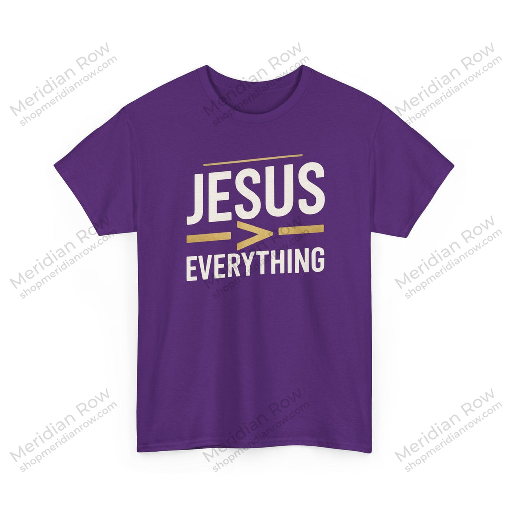 Jesus > Everything Shirt | Christian Faith Tee | Minimalist Jesus Graphic T-Shirt | Inspirational Church Shirt | Gildan 5000