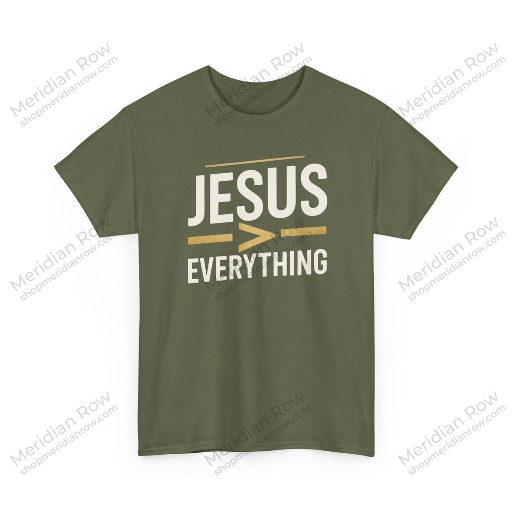 Jesus > Everything Shirt | Christian Faith Tee | Minimalist Jesus Graphic T-Shirt | Inspirational Church Shirt | Gildan 5000