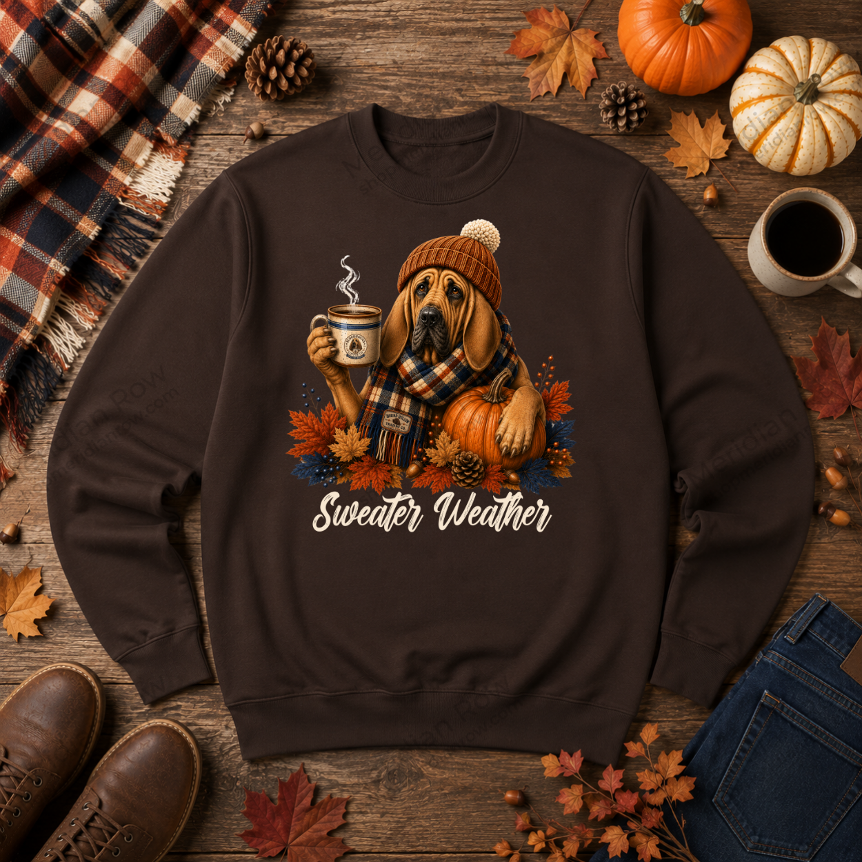 Bloodhound Sweater Weather Sweatshirt | Cozy Fall Coffee Crewneck